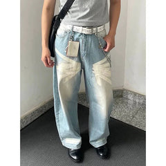 Lunivop Y2K Blue Jeans For Women High Quality High Waist American Street Wide Leg Pants Hip Hop Vintage Straight Autumn Trousers