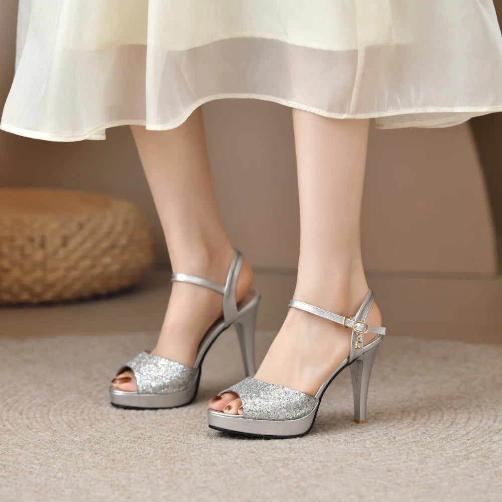 Lunivop  Gold Platform Sandals Women New High Heels Women Wedding Shoes Fashion Peep Toe Sandalias De Mujer