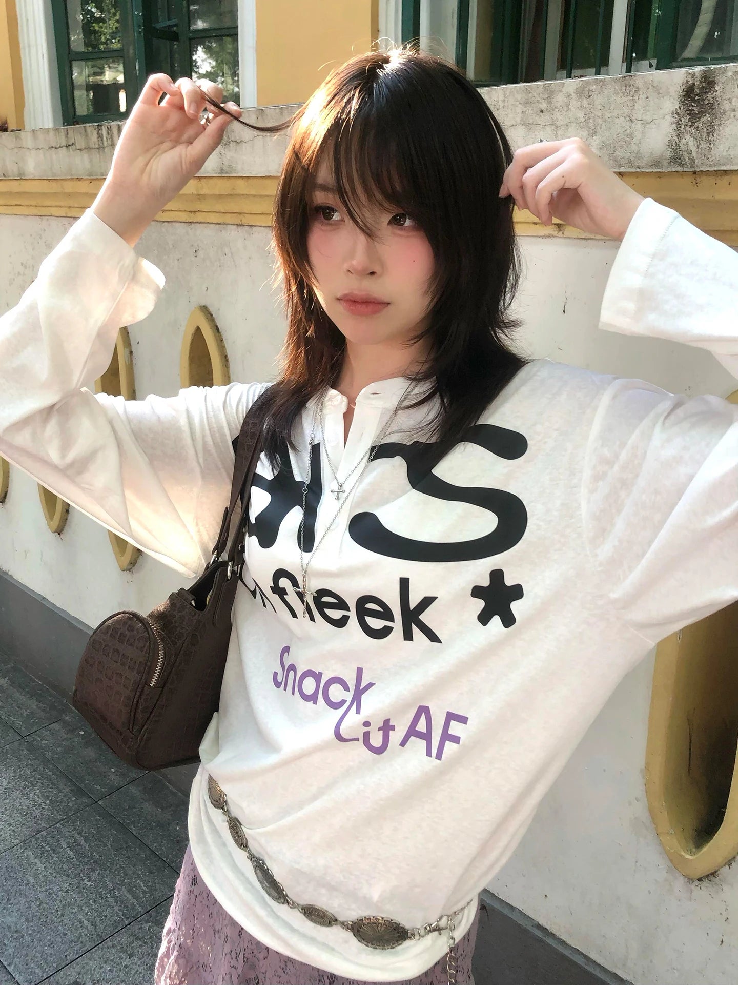 Lunivop Harajuku Print T-shirt Women Long Sleeve Loose Casual Tops Y2k Vintage Grunge Tops Japanese 2000s Streertwear Tshirts