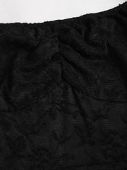 Lunivop  Black lace square necked tie up flared sleeved slim fit short dress,Black lace square necked tie up flared sleeved dress