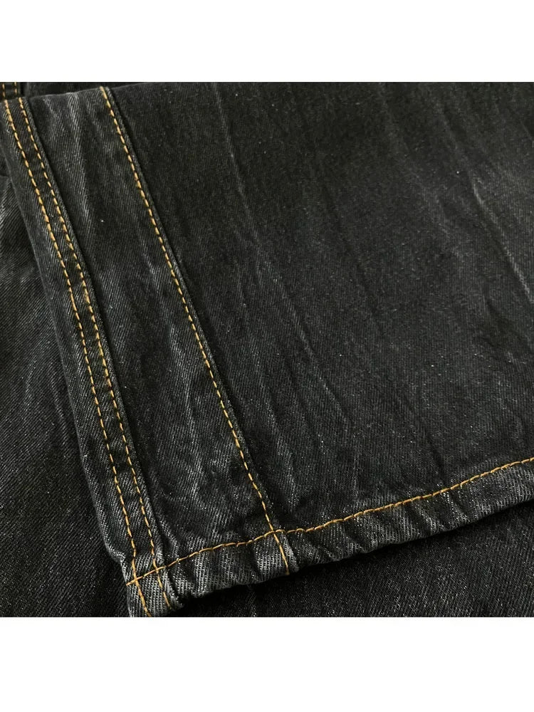 Lunivop Grunge Y2k Black Jeans Women Baggy Vintage High Street Oversized Denim Trousers Gothic Gyaru 2000s Acubi Fashion Jeans