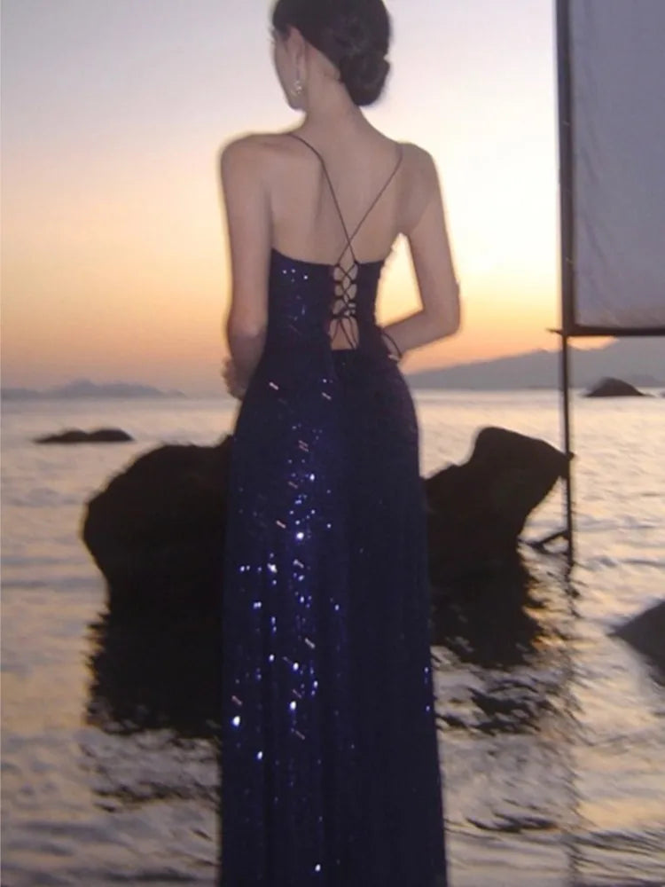 Lunivop Sexy Slim Luxury Gown Evening Dresses Elegant Backless V-Neck Split Party Dress Fashion Robe Birthday Party Autumn Spring New