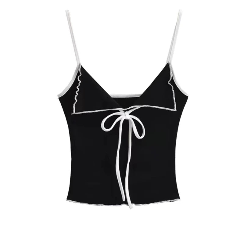 Lunivop Y2K Cami Top with Bow Knot Front Spaghetti Strap Crop Tank Top Summer Women Shoujo Girl Top Outfit
