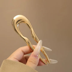 Lunivop  Fashion Metal U-Shaped Hair Sticks Fork For Women Girls Simple Gold Color Wave Geometric Hair Stick Headwear Hair Accessories