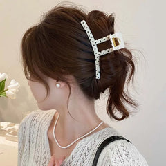 Lunivop  New Korean Black Polka Dot Hair Claw For Women Exquisite Arc Shark Clip Back Head Clip Daily Casual Hair Accessories
