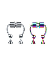 Lunivop  2Pcs or 5Pcs Magnet Nose Ring Stainless Steel Horseshoe Ring Nose Clip Non-pierced Nose Hoop Magnetic Nose Nail piercing nariz