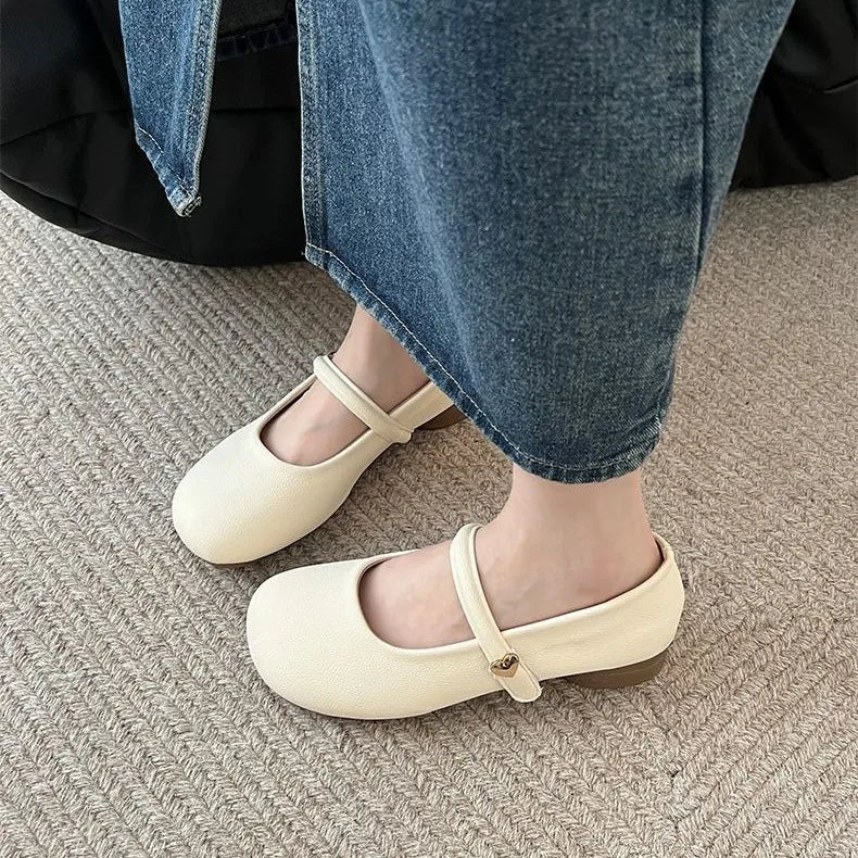 Lunivop New Women Flats Fashion Round Toe Shallow Mary Jane Shoes Soft Casual Ballet Shoes Low Heel Single Shoes Zapatos De Mujer