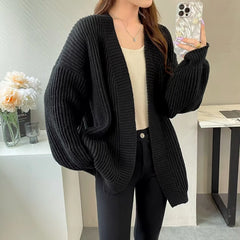 Lunivop Open Front Cardigan for Women Cozy Knitted Long Sleeve Plain Sweater Jacket Autumn Winter Casual Chic Outfit