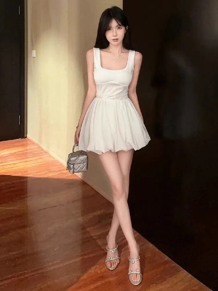 Lunivop  Woman Dress Fashion Sexy Square Collar Sleeveless Slim Summer New Bud Mini Dresses Party Female Clubwear Elegant