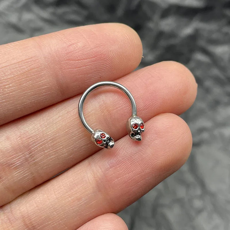 Lunivop Punk Skull Piercing Nose Ring Titanium Steel Nariz Piercing Ear Cartilage Tragus Goth Piercing Jewelry Labret Lip Stud