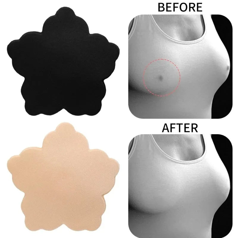 Lunivop Women Invisible Nipple Cover Reusable Adhesive Petals Breast Chest Bra Strapless Skin Black Nipple Sticker Pad for Party Dresses