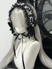 Lunivop  Goth Bunny Ear Bow Hair bands Harajuku Gothic Lolita Y2K girl Rabbit ears hair band Punk Lace Ruffled Headband Hair Hoop