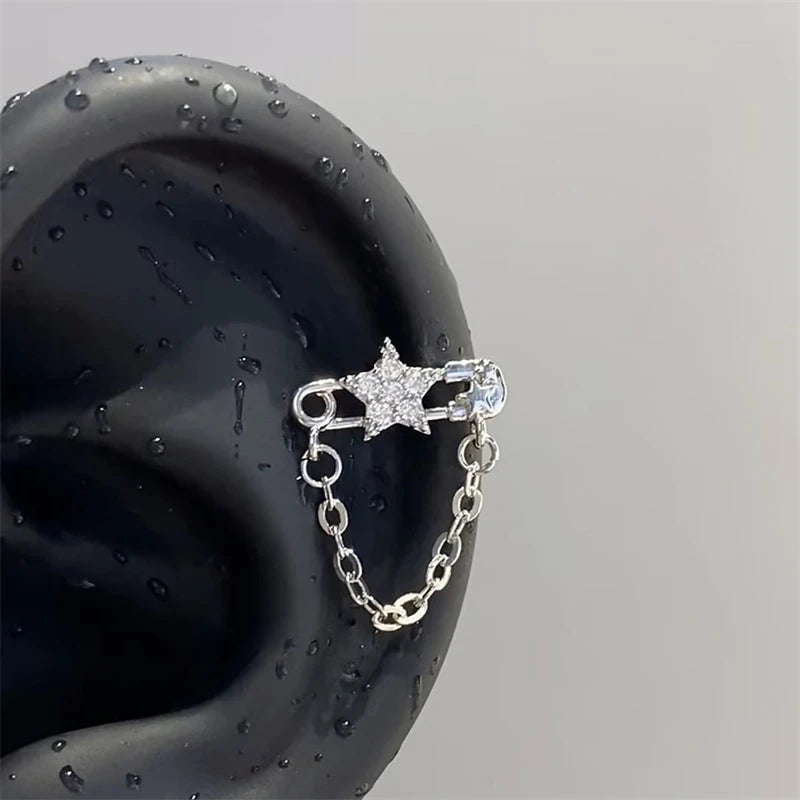 Lunivop 1pcs Quality Shiny Cross Zircon 316L Stainless Steel Ear Bone Nail Y2K Style Silver Color Earring for Women Cochlear Accessories