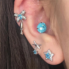 Lunivop Y2K Blue Color Zircon 316L Stainless Steel Ear Bone Nail for Women Allergy Prevention Earrings Cochlear Nail Jewelry Punk Style