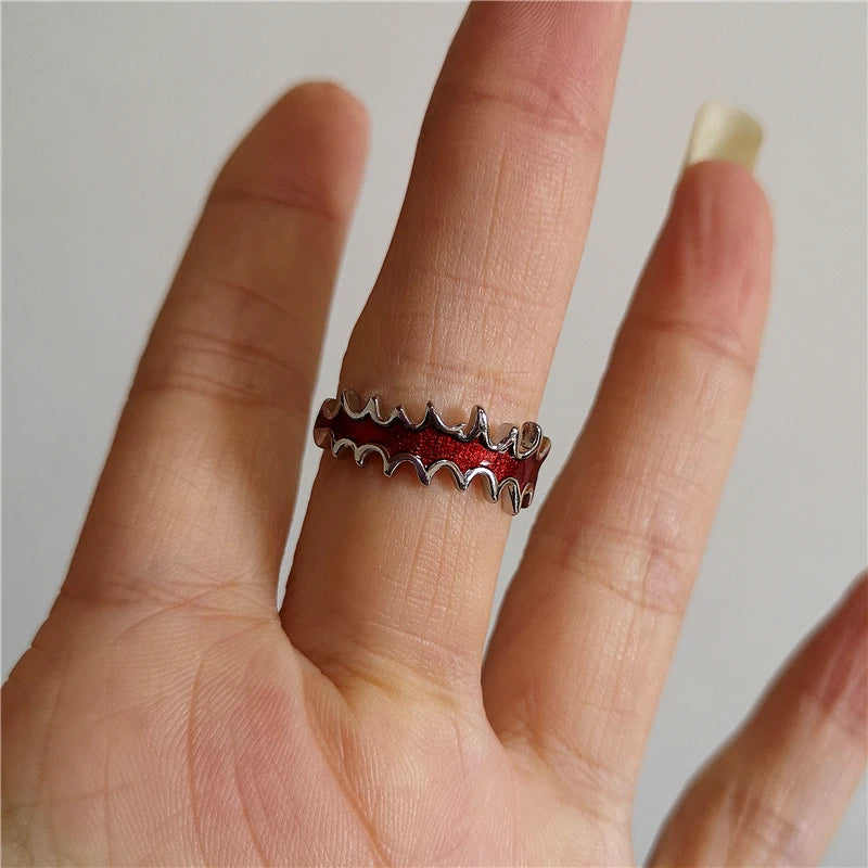 Lunivop Liquid Irregular Red Crystal Heart Pearl Star Rings Women Y2K Gothic Animal Ring Aesthetic Creative Grunge Jewelry Accessories