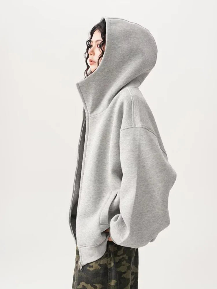 Lunivop Y2K Black Hoodies Women Streetwear Oversize Loose Long Sleeve Retro Sweatshirt American Harajuku Vintage Bf Tops Coats New