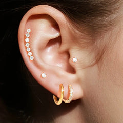 Lunivop  5-Piece Multi-Position Fashion Piercing Stud Set, Zircon Cartilage Lobe Decorative Earrings, Women's Trendy Body Jewelry Collect