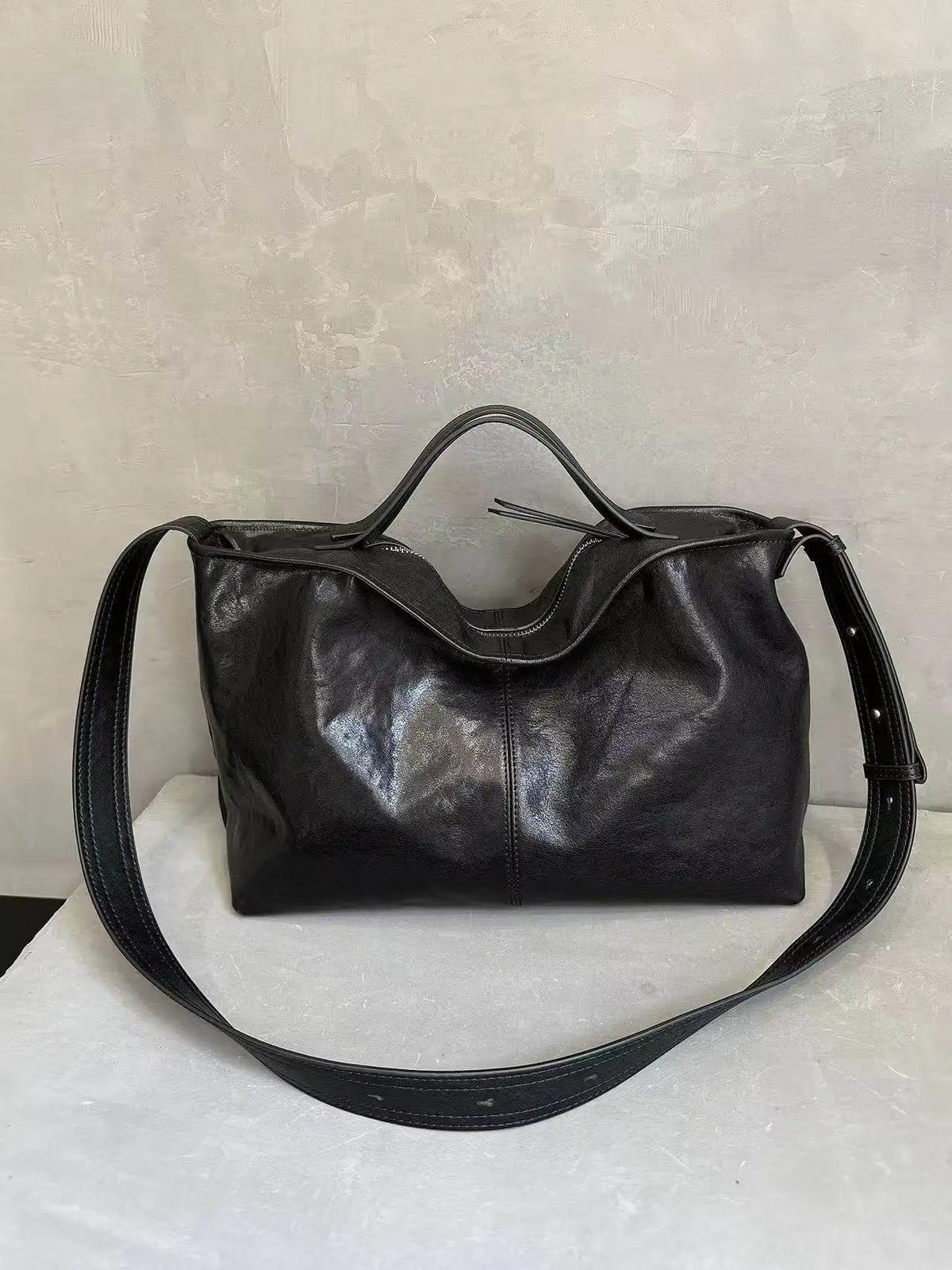 Lunivop  Soft Leather Tote Bags Women's Large Capacity Commuting Handbag Shoulder Diagonal Black Rge Capacity Bag black bag tote bag