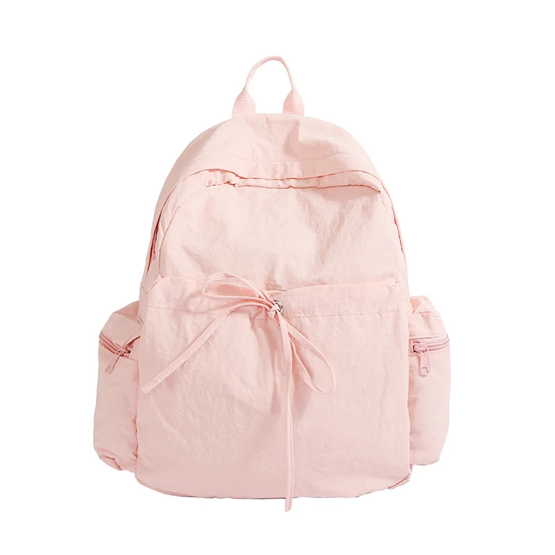 Lunivop Lightweight Lavvender Nylon Backpack For Women Cute Drawstring Daypack With Multiple Pockets Pastel Purple Soft Puff School Bag