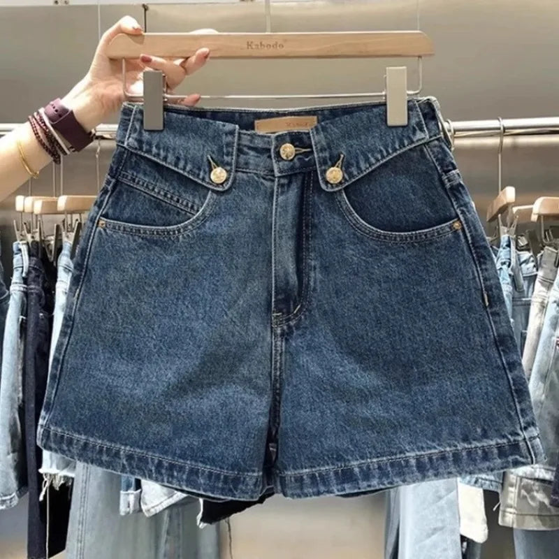 Lunivop  Euramerican French Simple High Waist Denim Short Pants Y2k Office Lady Summer Harajuku Punk Women Trousers Casual Lazy Shorts
