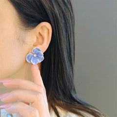 Lunivop New Trendy Cute Blue Red Flowers Earrings for Women Exquisite Needle Studs Sweet Elegant Party Jewelry Gifts