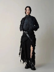 Lunivop Gothic Black Y2k Skirts Women Gyaru 2000s Lace Irregular Long White Skirt Streetwear Irregular Ruffle Skirts Aesthetic