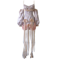 Lunivop  New Item Lace Patchwork Fashion Suspender Women's Dress Strapless Collar Female Party Long Dresses Bow Ribbon
