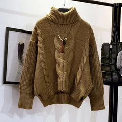 Lunivop  Thicken Turtleneck Sweater Women's New Winter Korean Loose Pullover Knitted Sweaters Short Jumper Pull Casual Tops Female