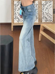 Lunivop  Y2K Streetwear high Waist Jeans Women new Korean Fashion Slim Fit Denim Flares Pants Lady Vintage Casual Flare Wide Leg Trousers