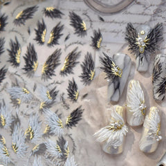 Lunivop  Jelly Black Wings Feather Shiny Purple Wing Butterfly Soft Self Adhesive 5D Nail Art Decoration Sticker Manicure Decal Tool DIY