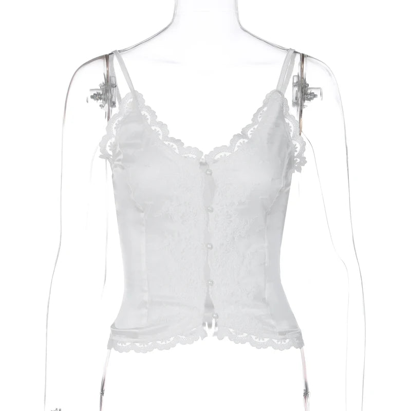 Lunivop Hollow Out Lace V Neck Button Bodycon Women'S Top New Fall Vacation Casual Y2K Strweetwear