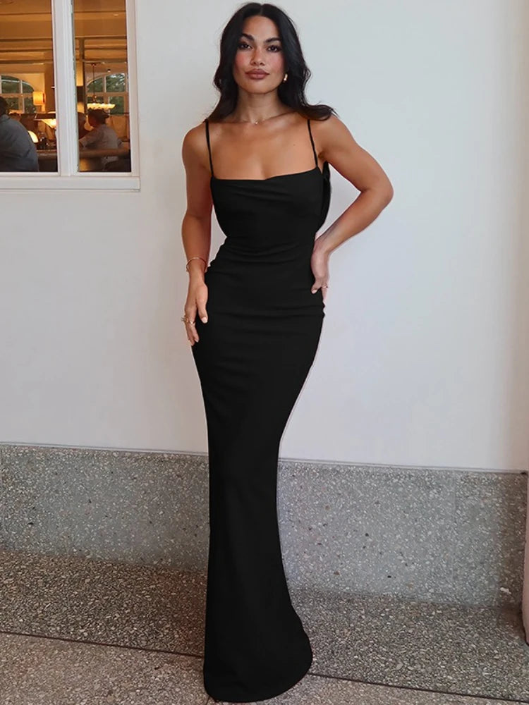 Lunivop  Women's Clothing Summer New Fashionable Dress Sexy Backless Suspender Solid Color Slim Fit Spicy Girl Temperament Dress