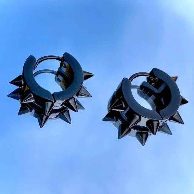 Lunivop INS Hiphop Punk Goth Cross Spike Dangle Hoop Earrings for Women Men Anti-allergic Titanium Stainless Steel Pin Cool Earrings