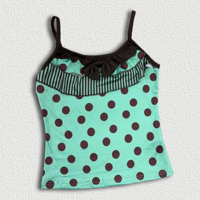 Lunivop  Polka Dot Sling American Vintage Tees Panelled Stripe Ruffles Patchwork Tanks Slim Y2K Goth Spice Girls Casual Moda Tops
