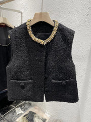 Lunivop  Elegant Celebrity Small Fragrance New Veste Femme Tweed Sleeveless Vintage Casual Vest Age Reduction Trendy Literary Tops