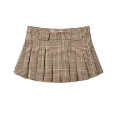 Lunivop  Women Side Zipper Low Waist Plaid Tweed Mini Pleated Skirt The Spice Girls Ruched Hem A-lined Short SkirtsFemme