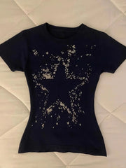 Lunivop  Literary Vintage Moda Print Slim Tops Spice Girls Y2K Goth American New Half Sleeve Mujer Streetwear New Casual T-shirt