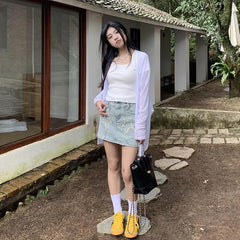 Lunivop  Y2k Mini Skirts Women Denim Lace-up Poskets Single All-match Fashion Sexy Hotsweet Simple A-line High Waist Slim Skirt