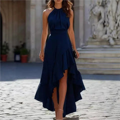 Lunivop  Womens Halter High Split Sleeveless Ruffle Formal Cocktail Party Floor Length Evening Long A-Line Mermaid Maxi Dress