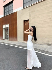 Lunivop  Sleeveless Dresses Women Bow Patchwork O Neck Vintage Mesh Summer Fashion Elegant Dress Party Female Casual Chic