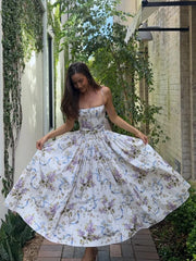 Lunivop  Vintage Flower Print High Waist Pleated Maxi Dress Women Sexy Backless Sleeveless Long Dresses Summer Sexy Vocation Party Robe