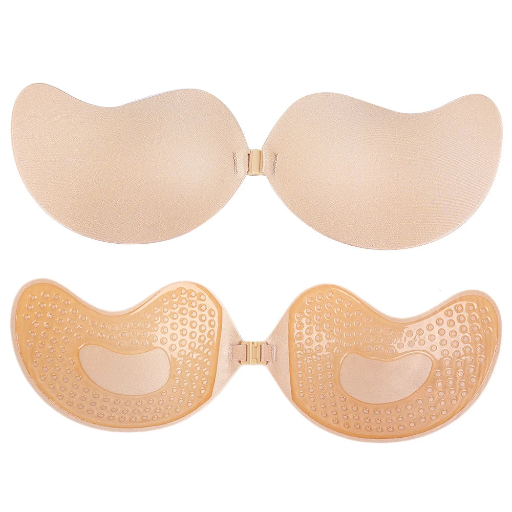 Lunivop Invisible Push Up Bra for Women Backless Strapless Bra Seamless Front Closure Bralette Underwear Silicone Self-Adhesive Bra Pads