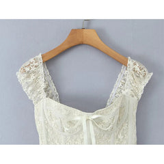 Lunivop  Summer Women Sexy Off Shoulder Short Sleeve Lace Mini Dresses Party Robe