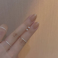 Lunivop  Needle Shiny Zircon Stud Earrings Women Style Cute Sweet Jewelry Accessories Simple Fashion Jewelry Accessories