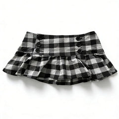 Lunivop  New Euramerican Low Waist Sweet Cool Girl Skirts Y2k Aesthetic Constrast Color Plaid Pleated Jupe Harajuku Buttons Design Skirts