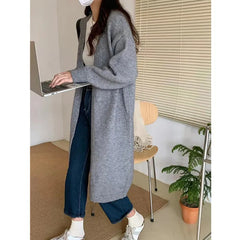 Lunivop Long Cardigan Women Cozy Longline Open Front Plain Sweater Knitted Coat Ladies Autumn Winter Basic Casual Outfit