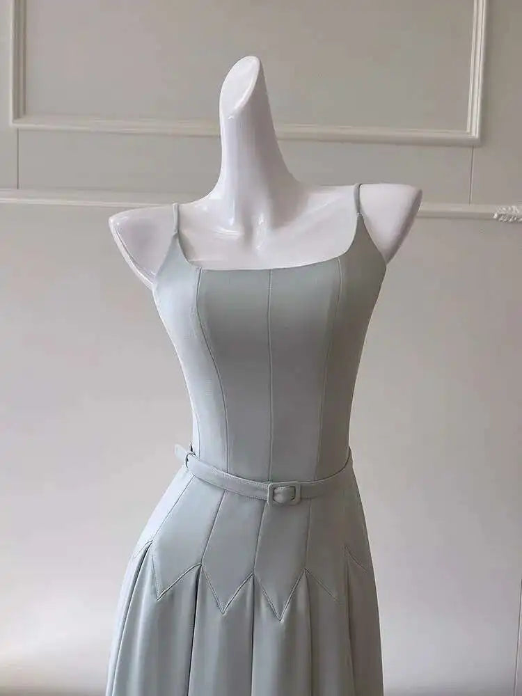 Lunivop Solid Minimalist Long Dresses For Women Strapless Lace-up Sleeveless Thin Elegant Dress Female Summer 2025 New