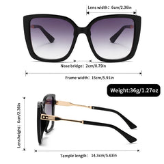 Lunivop  1pc Women's Large Square Frame Fashion Sunglasses - Stylish Gradient Purple Lens with Tortoiseshell Pattern