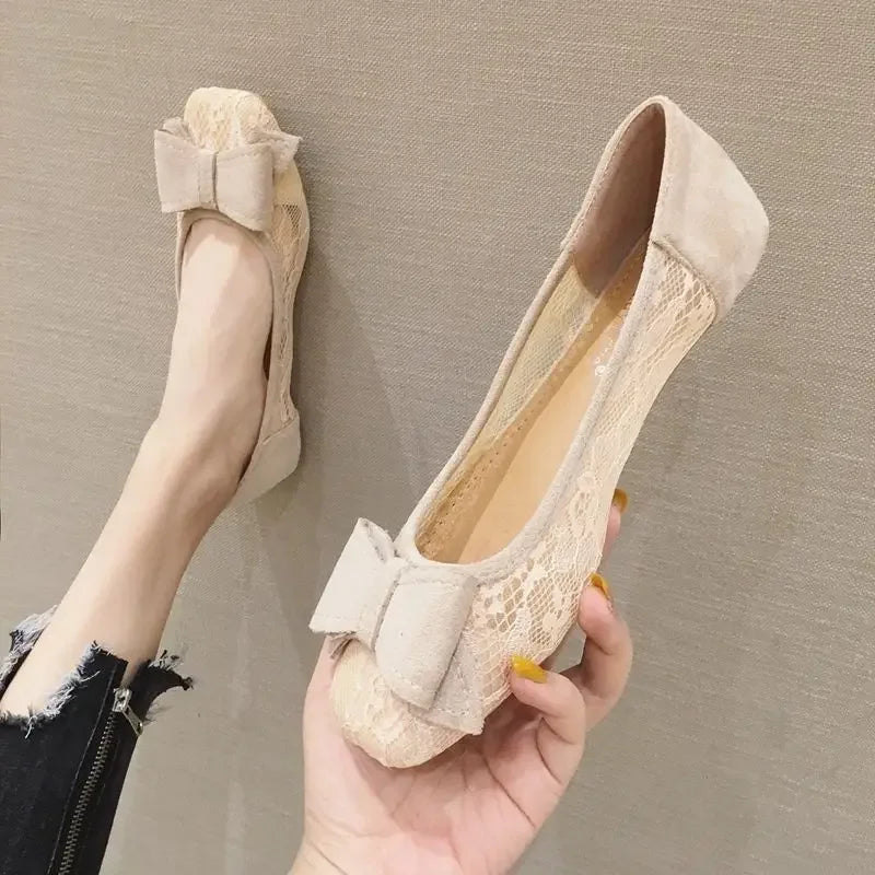 Lunivop  Summer With Bow Square Toe Shoes for Women Vacation Non Slip On Offer Lastest High Quality Fashion Casual Woman Flats Sale