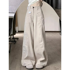 Lunivop  American Trendy Vibe Women's Retro Style Loose High Waisted Straight Wide Leg Denim Pants